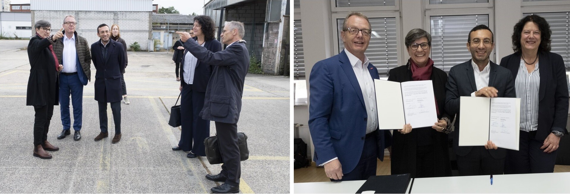 Stärken gemeinsam berufliche Bildung in Frankfurt: Dr. Christof Riess, Susanne Haus, Mike Josef und Sylvia Weber (v.li.n.re.). Während einer Begehung des Geländes erläuterten Kammer und Stadt den Pressevertretern ihre Pläne. Fotos: Michels Stärken gemeinsam berufliche Bildung in Frankfurt: Dr. Christof Riess, Susanne Haus, Mike Josef und Sylvia Weber (v.li.n.re.). Während einer Begehung des Geländes erläuterten Kammer und Stadt den Pressevertretern ihre Pläne. Fotos: Michels